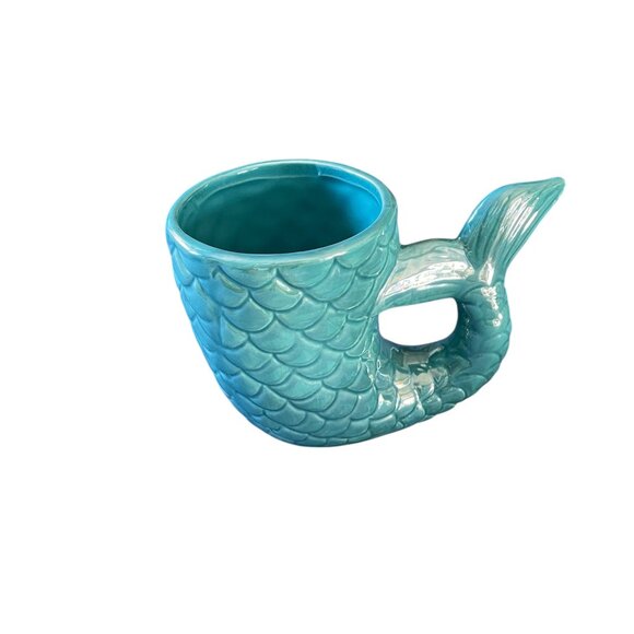 Turquoise Mermaid Tail Coffee Mug-Mermaid Coffee Cup - Picture 2 of 5